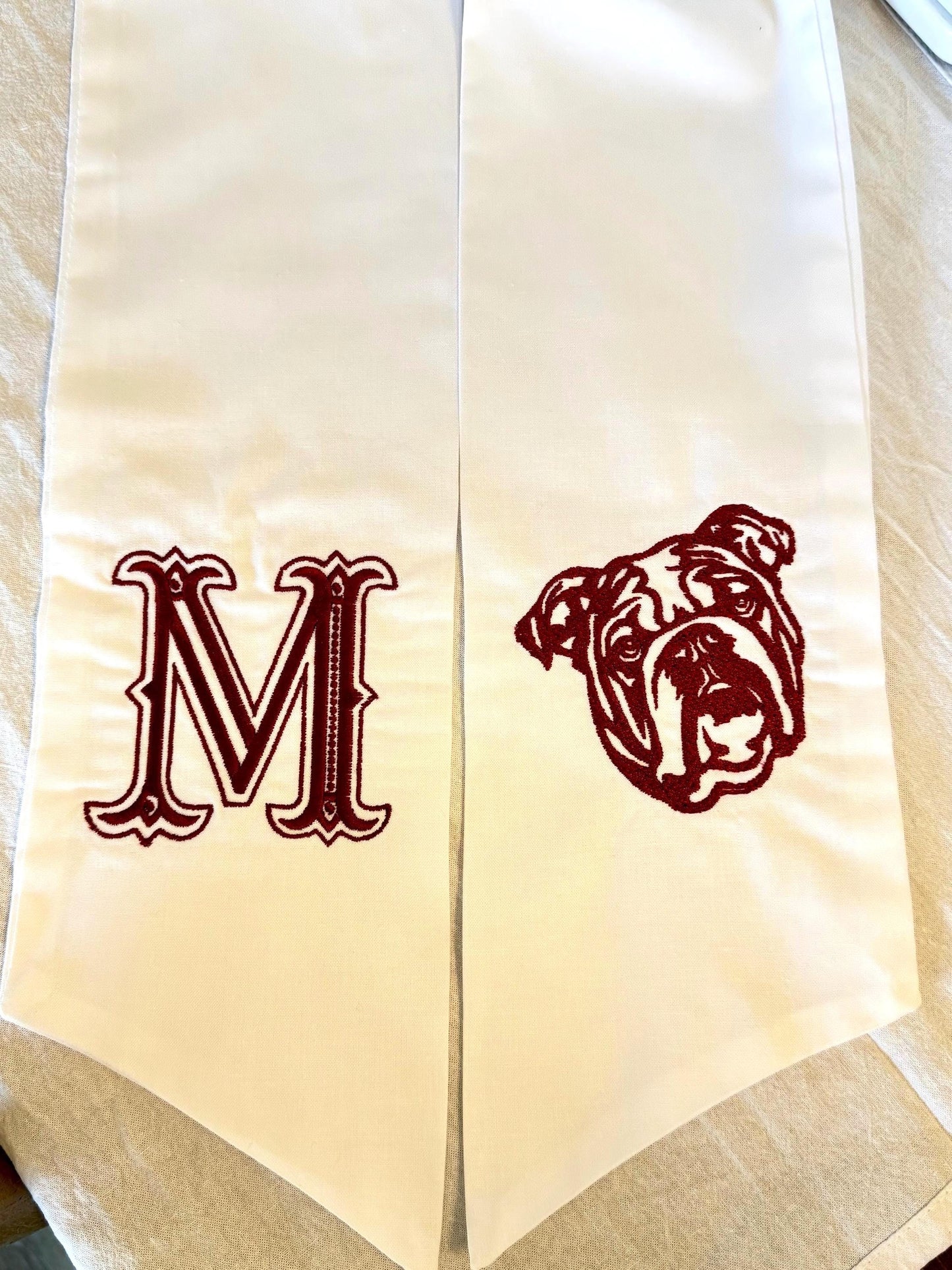 Mississippi Football Wreath Sash | Maroon & White Door Bow | Bulldogs Game Day Decor | MSU Front Porch Wreath Accent | Hail State Gift