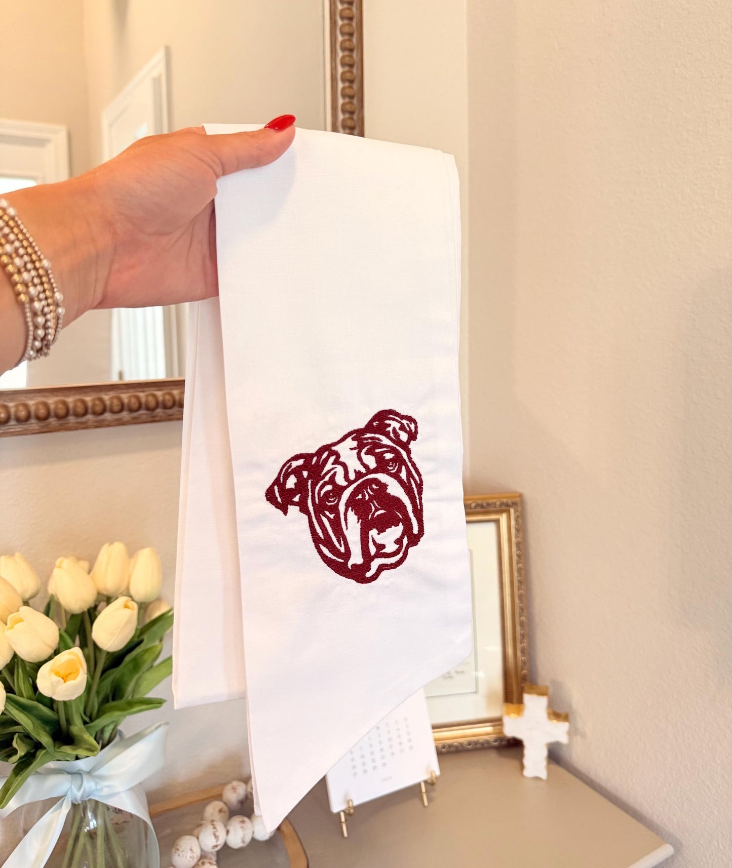 Mississippi Football Wreath Sash | Maroon & White Door Bow | Bulldogs Game Day Decor | MSU Front Porch Wreath Accent | Hail State Gift