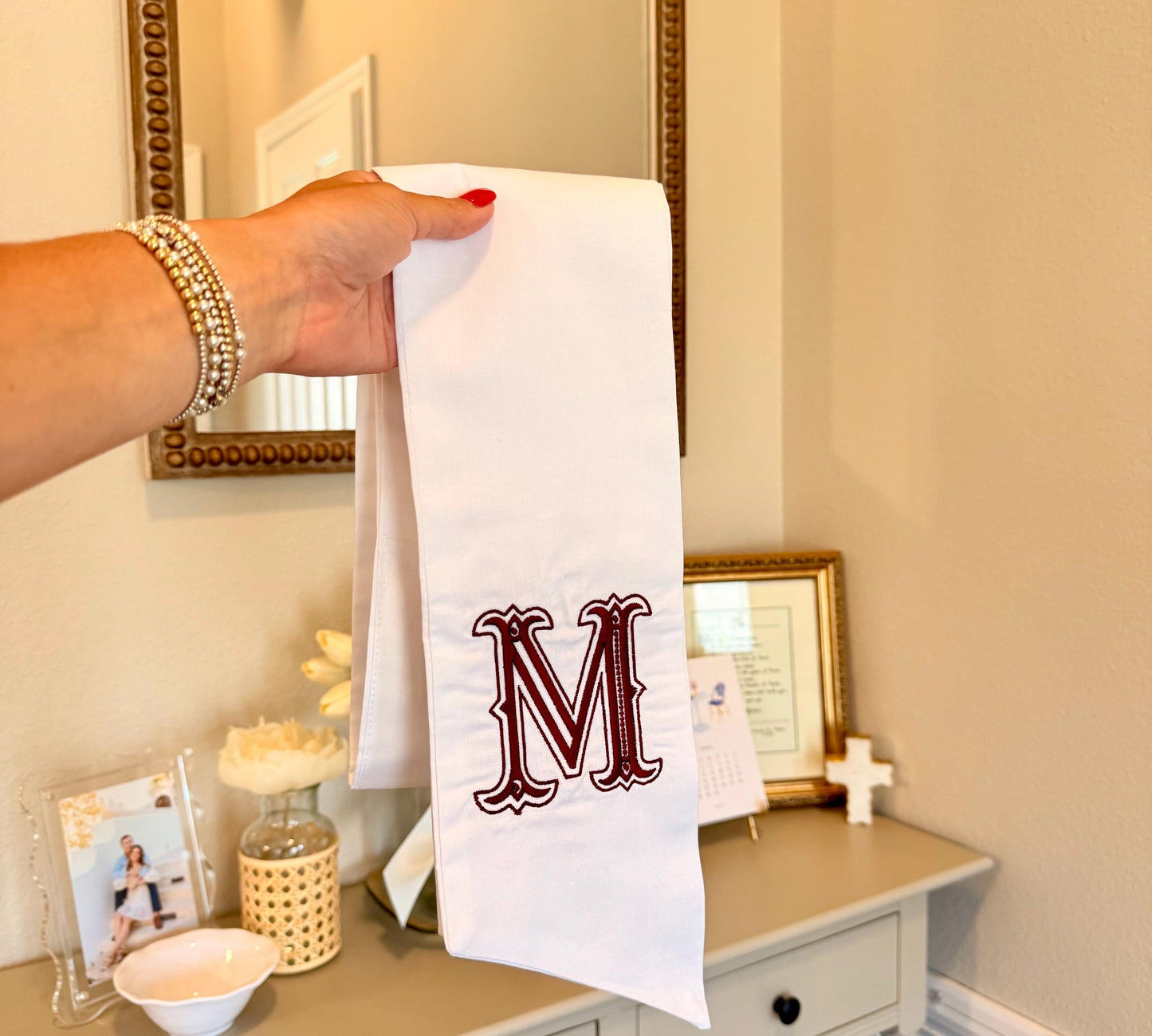 Mississippi Football Wreath Sash | Maroon & White Door Bow | Bulldogs Game Day Decor | MSU Front Porch Wreath Accent | Hail State Gift