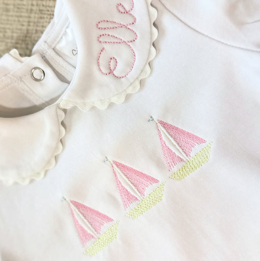 Scalloped Collar Short Sleeve Bubble