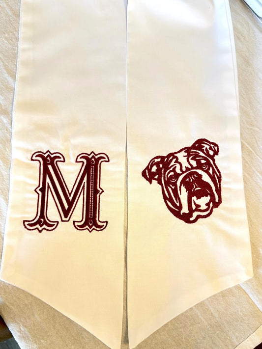 Mississippi Football Wreath Sash | Maroon & White Door Bow | Bulldogs Game Day Decor | MSU Front Porch Wreath Accent | Hail State Gift