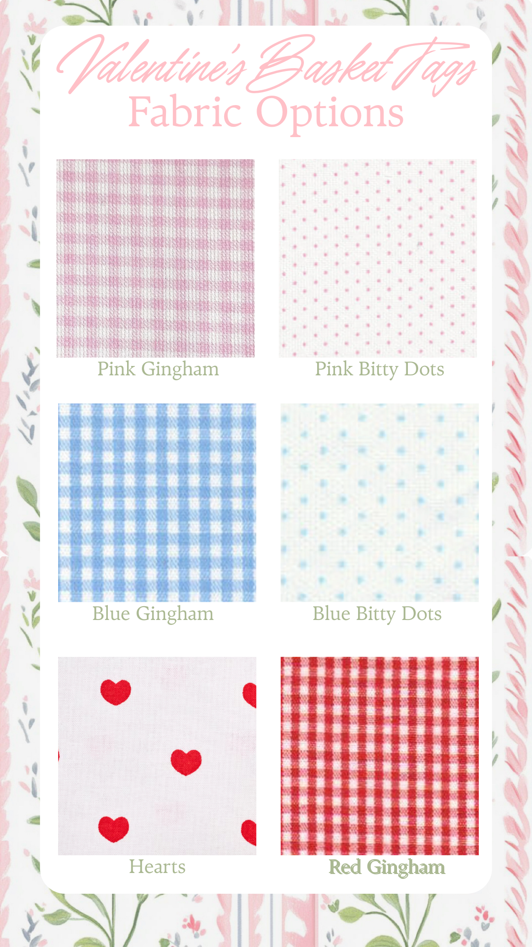 Embroidered Applique Valentine's Day Heart Basket Tag