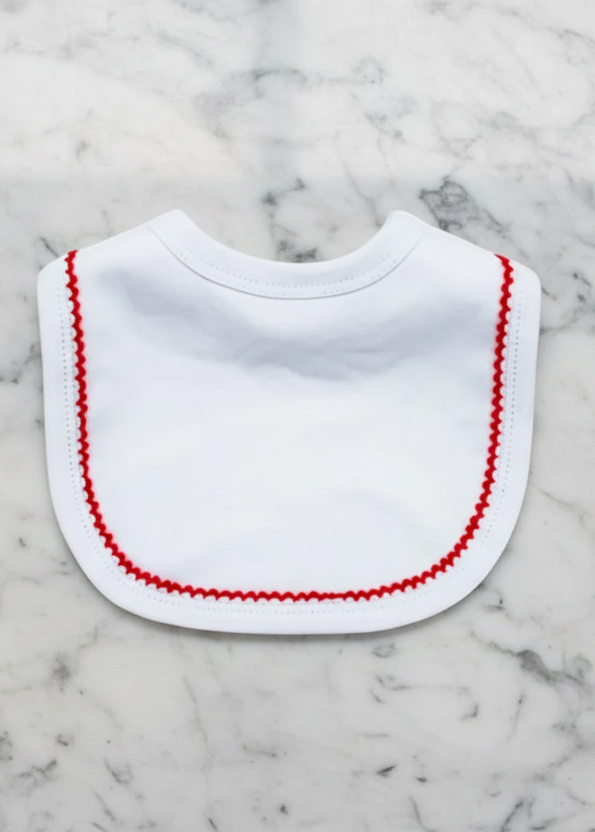 Red Picot Trim Baby Bib