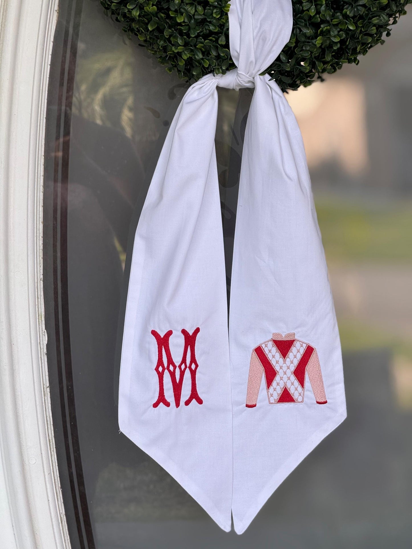 Kentucky Derby Jockey Outfit Embroidered Wreath Sash