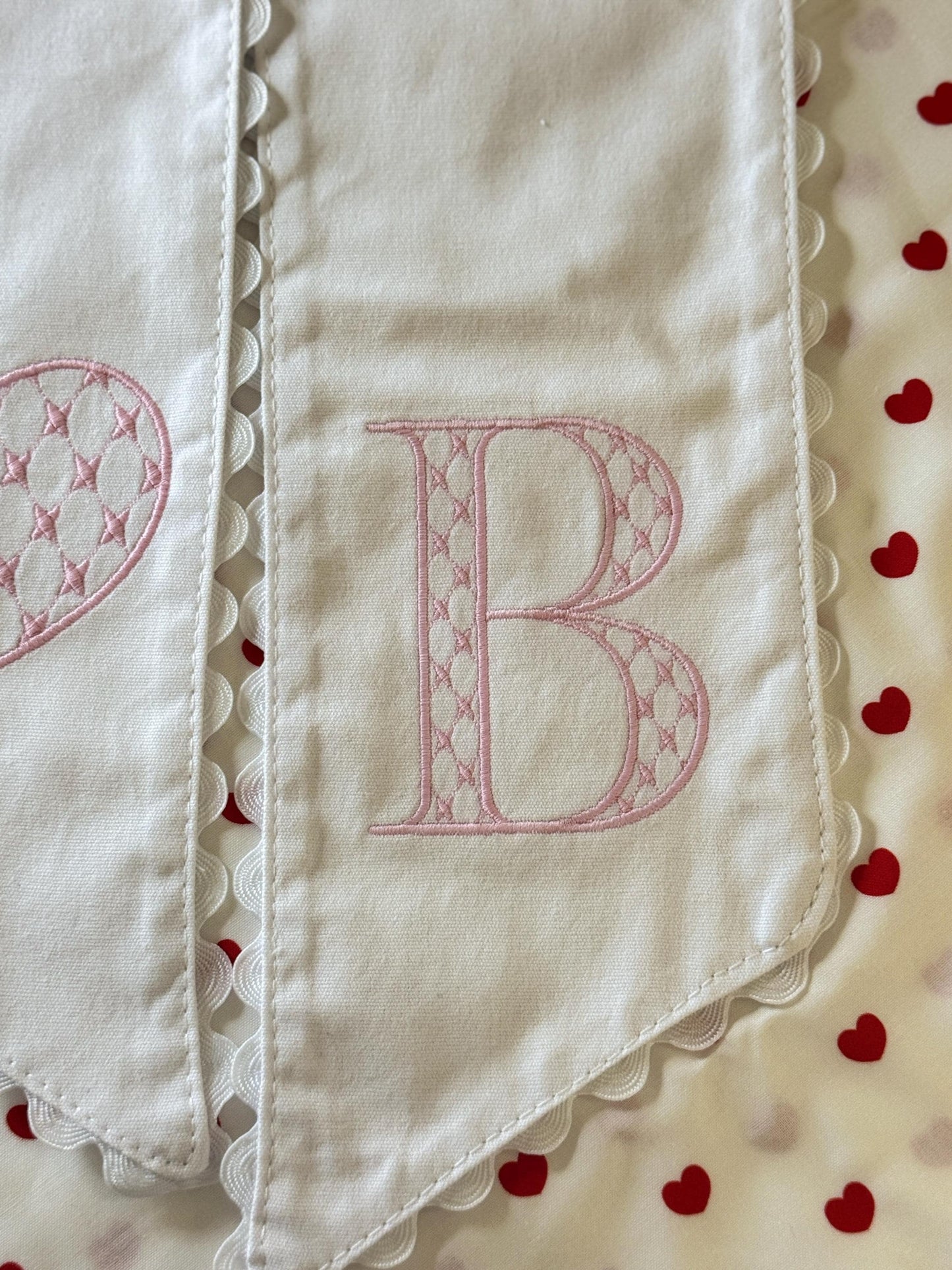 Valentine’s Day Wreath Sash Ric Rac Trim | Monogrammed Front Door Decor | Spring Home Decor