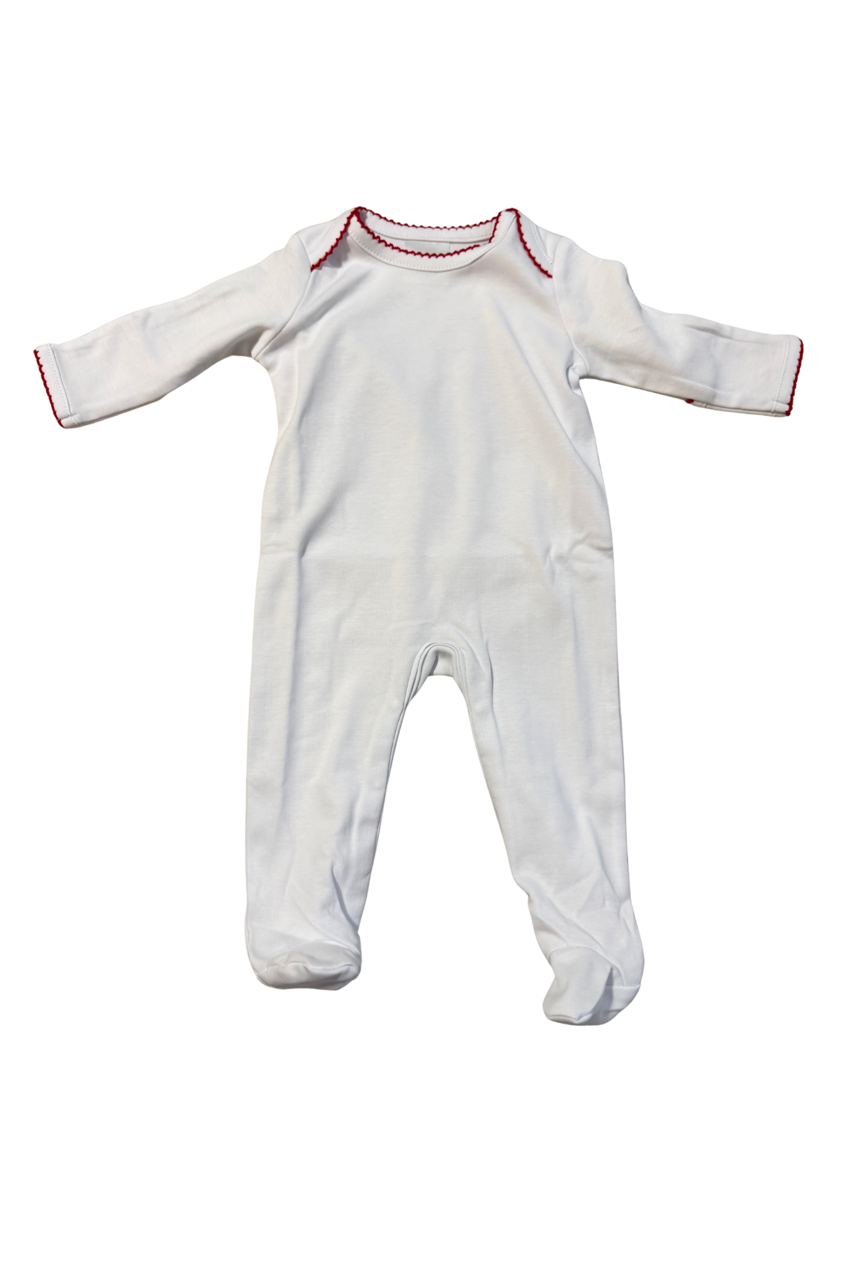 Red Picot Trim Baby Footies
