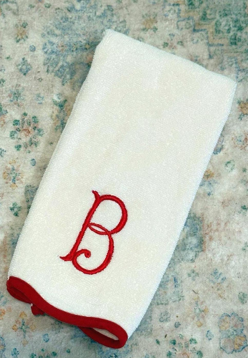 Embroidered Christmas Hand Towel: Festive Holiday Decor, Monogrammed Gift