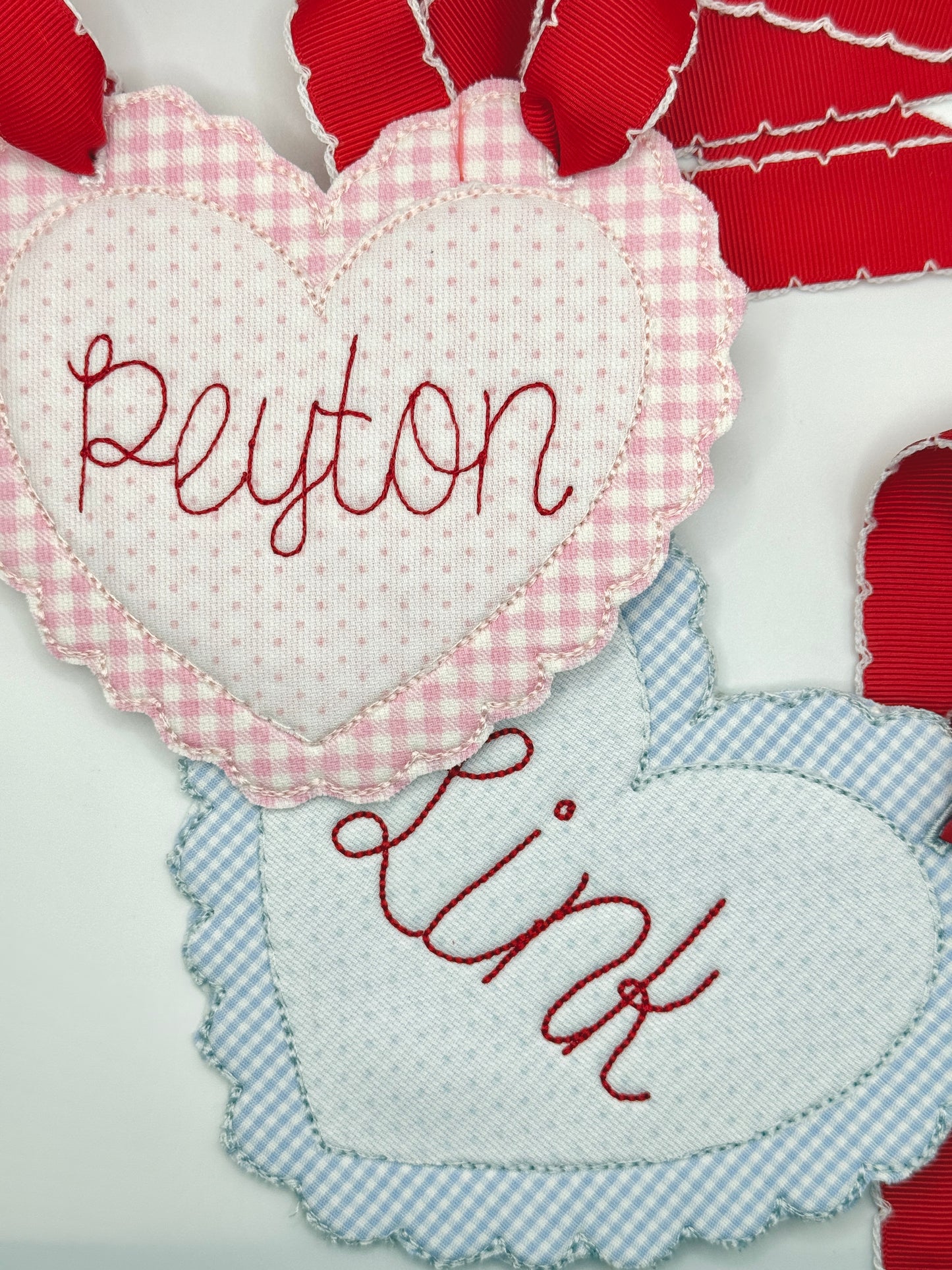 Embroidered Applique Valentine's Day Heart Basket Tag