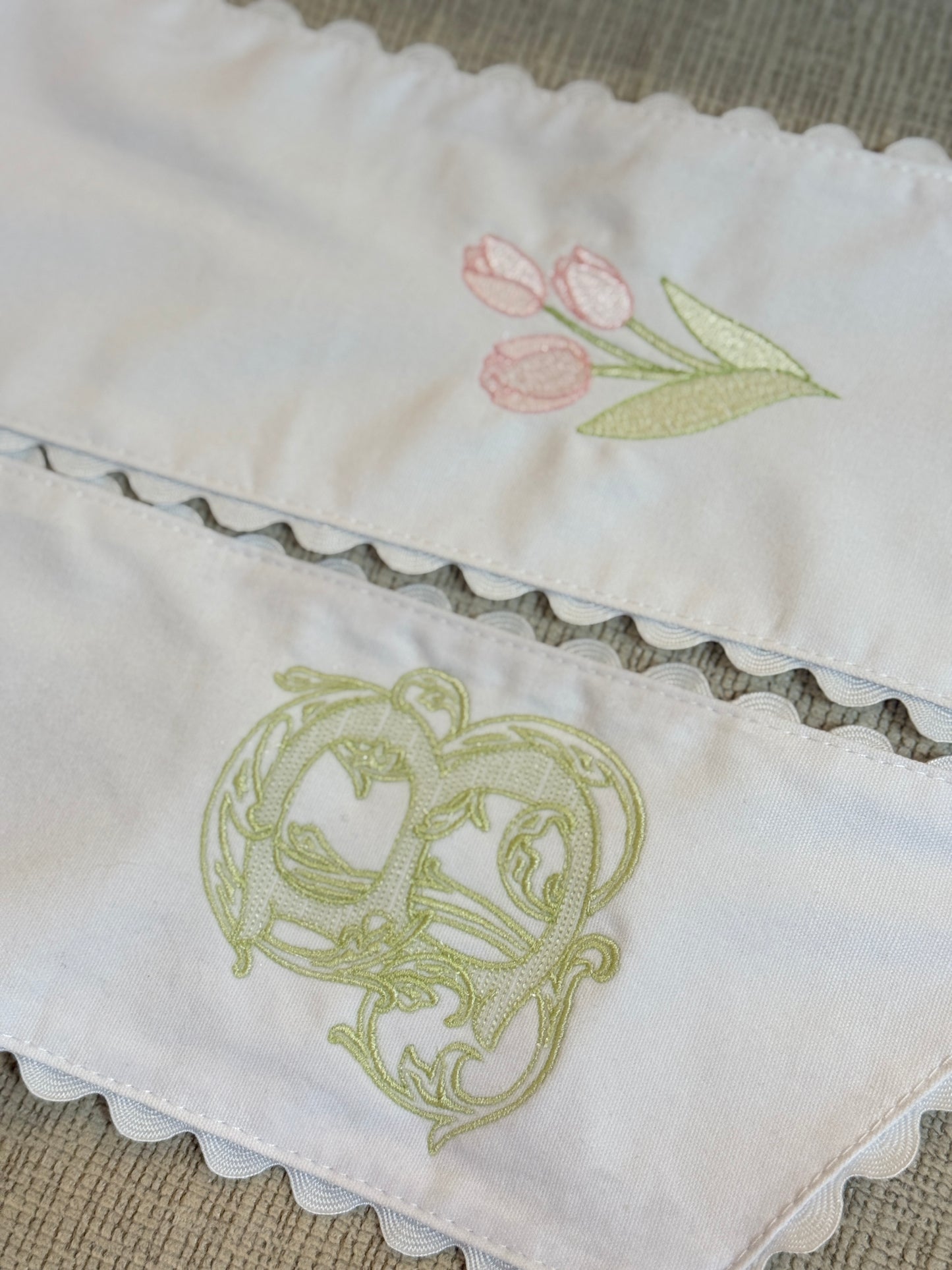 Spring Wreath Sash Ric Rac Trim | Monogrammed Front Door Decor | Spring Home Decor