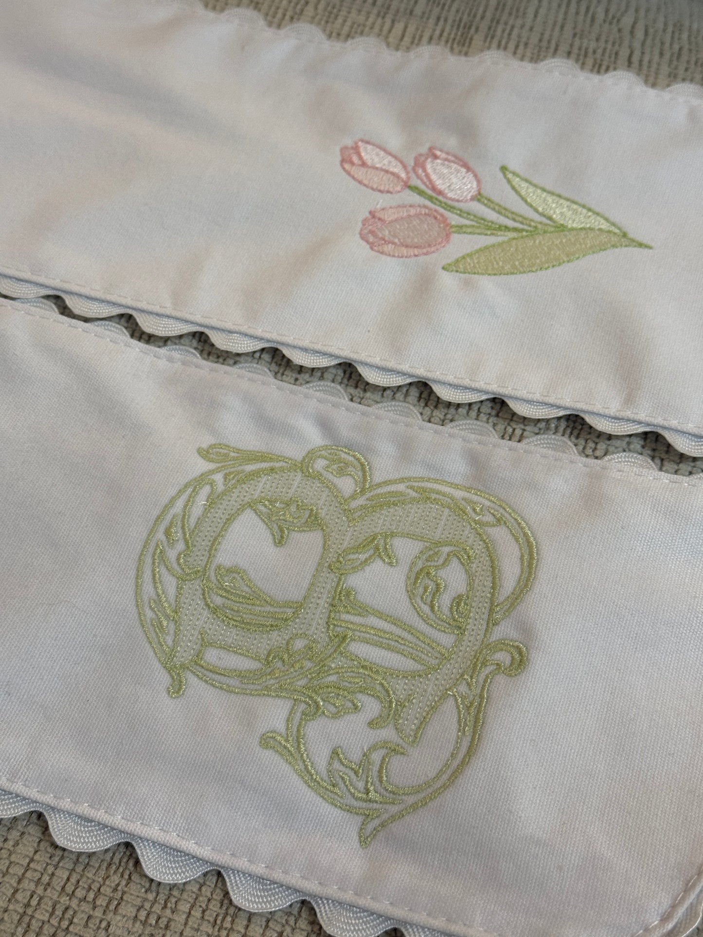 Spring Wreath Sash Ric Rac Trim | Monogrammed Front Door Decor | Spring Home Decor