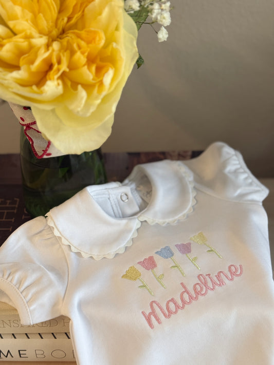 Scalloped Collar Short Sleeve Bubble