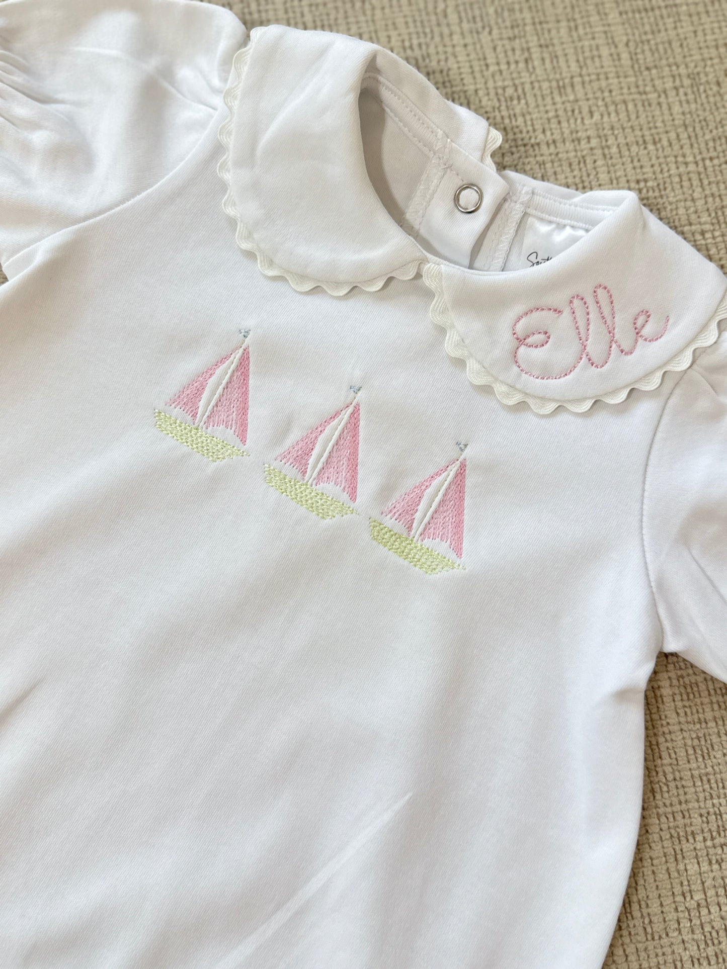 Scalloped Collar Short Sleeve Bubble