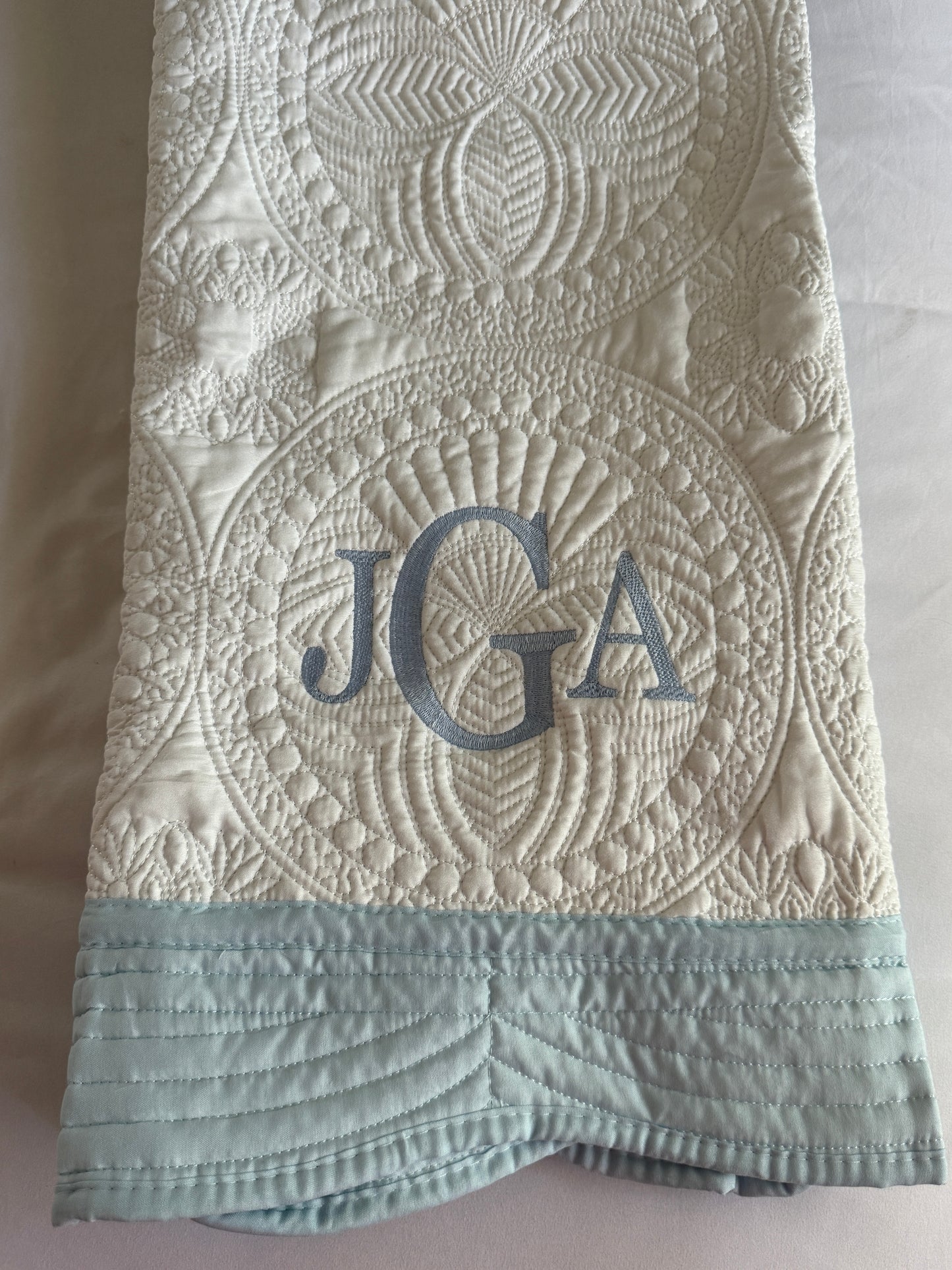 Embroidered Heirloom Quilted Baby Blanket