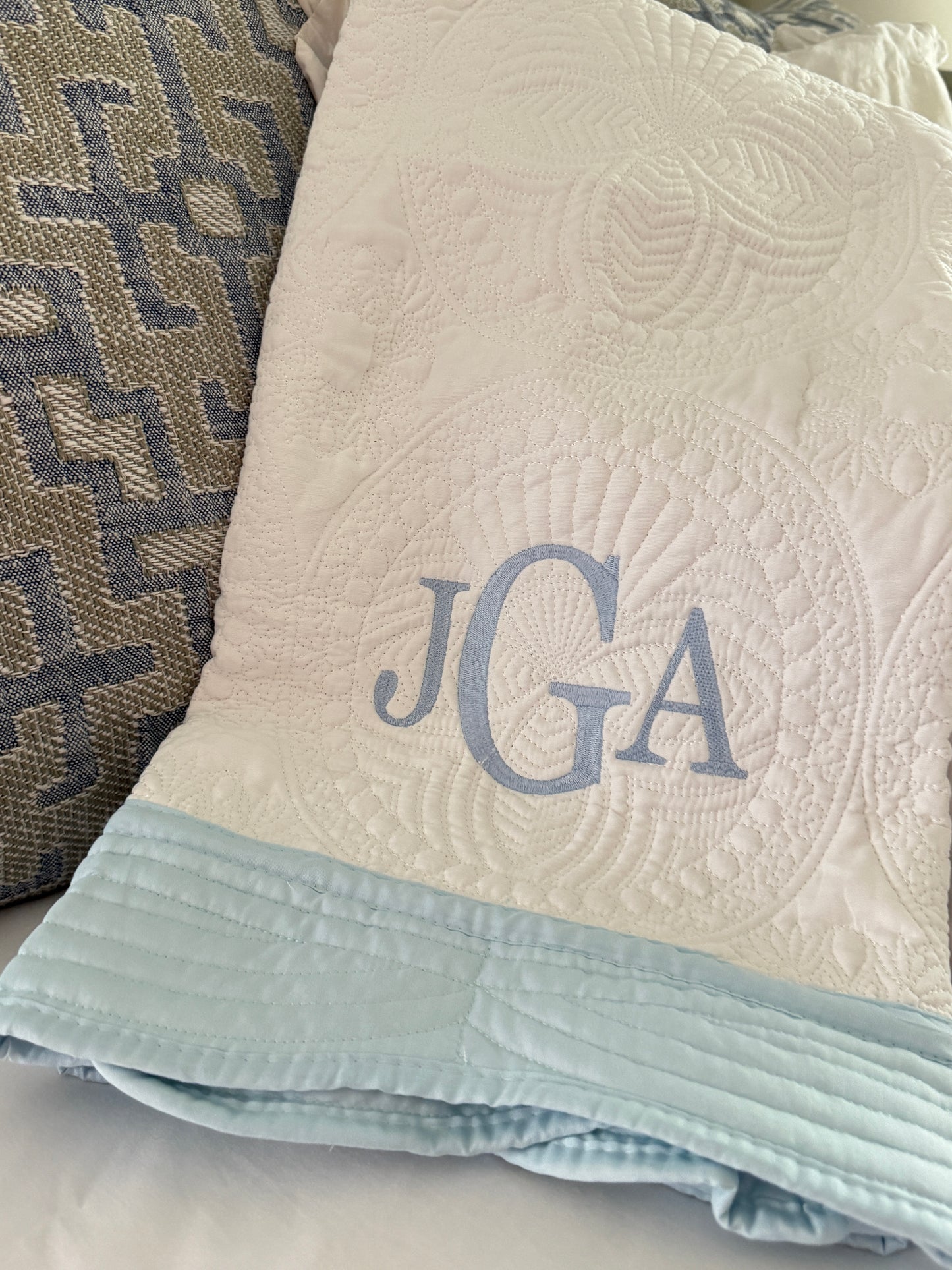 Embroidered Heirloom Quilted Baby Blanket