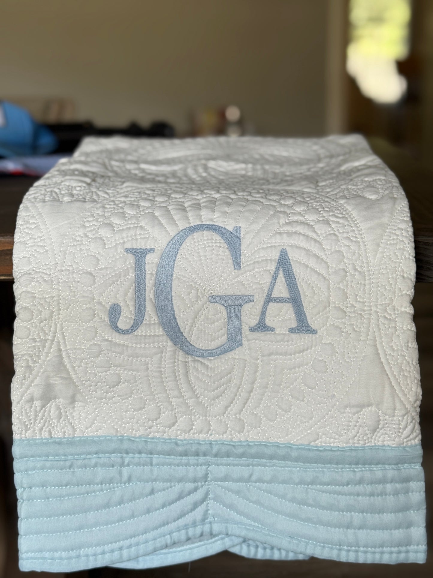Embroidered Heirloom Quilted Baby Blanket