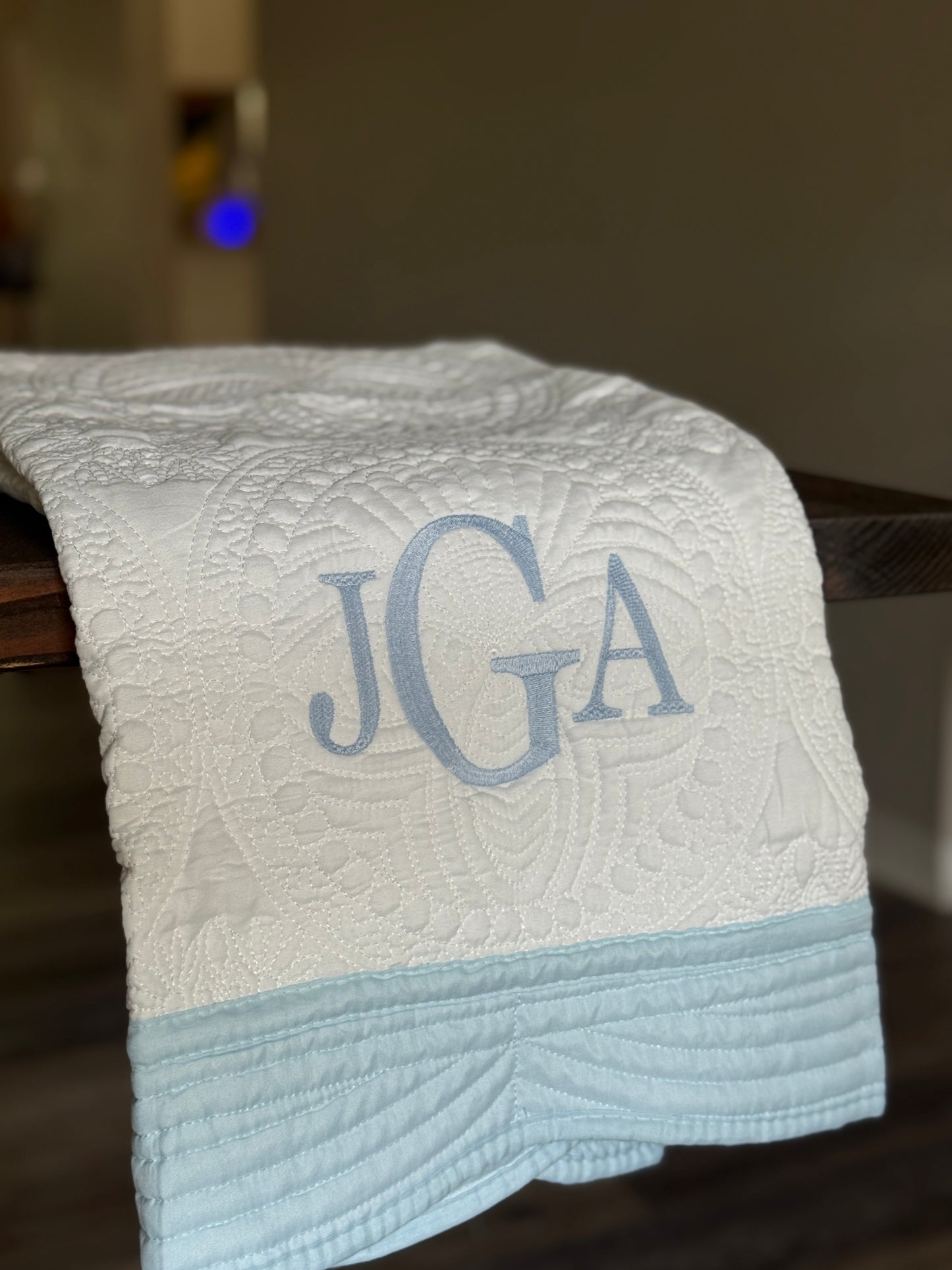 Embroidered Heirloom Quilted Baby Blanket