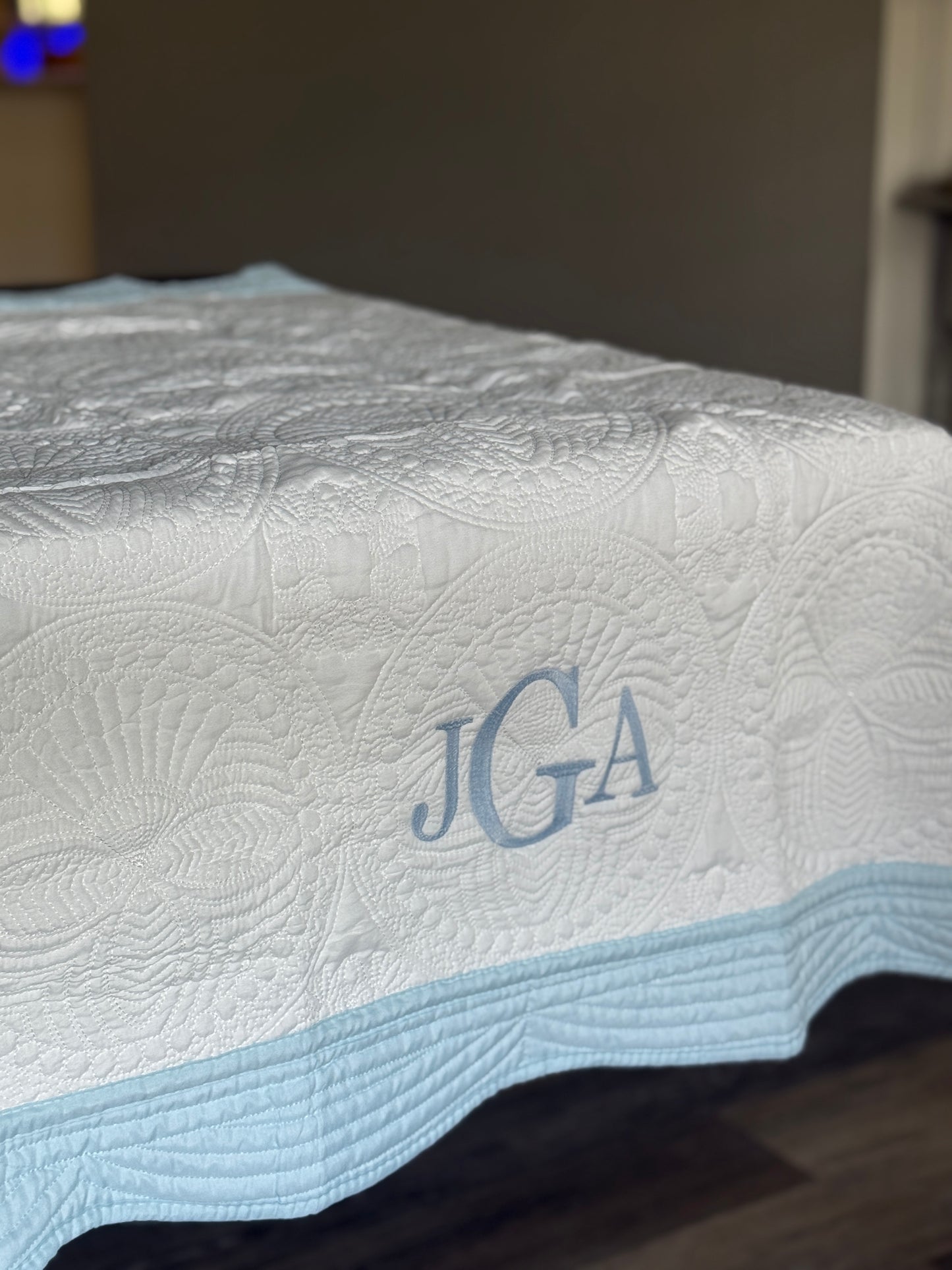 Embroidered Heirloom Quilted Baby Blanket