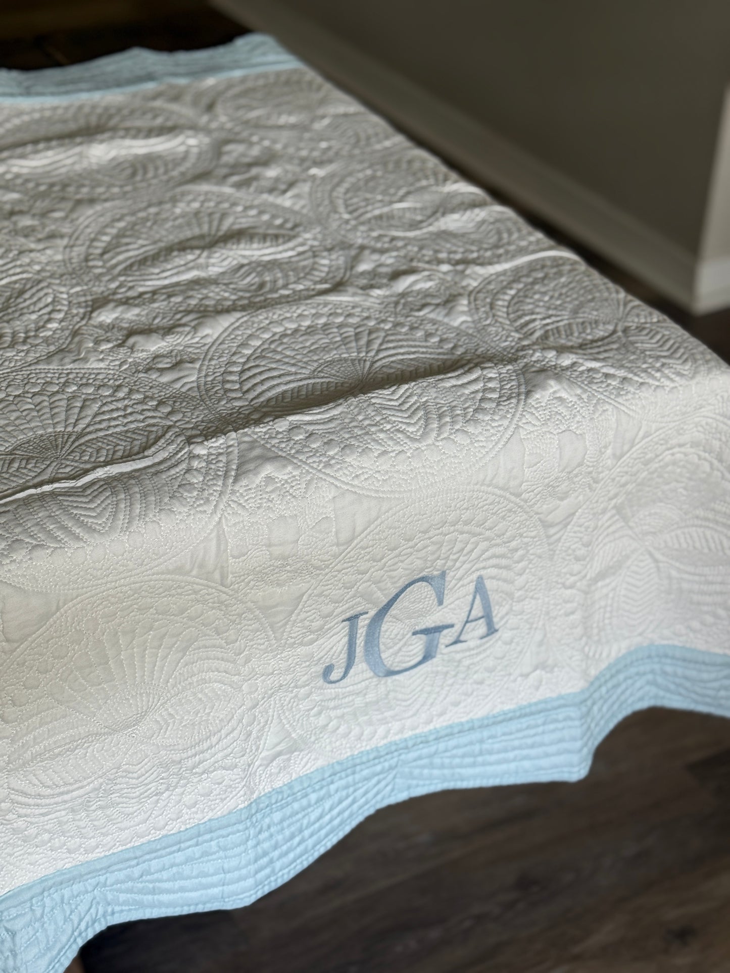 Embroidered Heirloom Quilted Baby Blanket