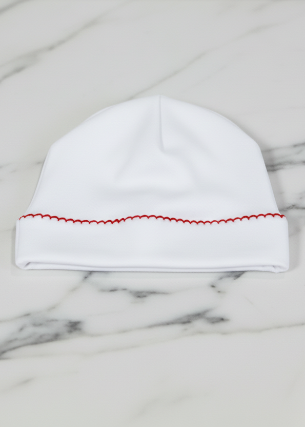 Red Picot Trim Baby Hat