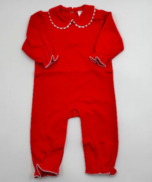 Scalloped Collar Long Sleeve Romper