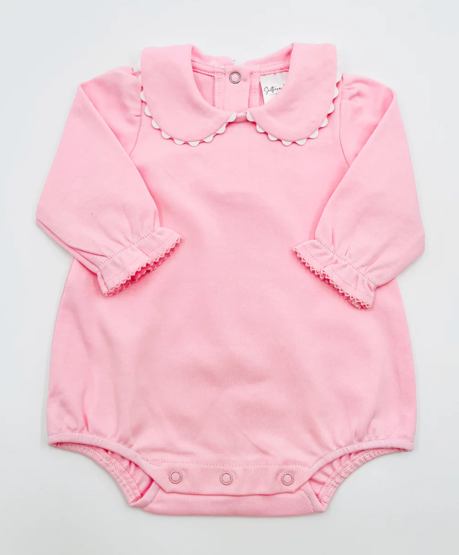 Scalloped Collar Long Sleeve Bubble