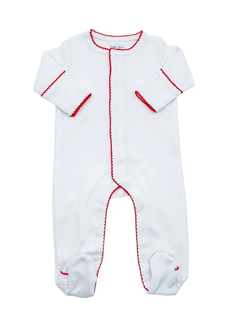 Red Picot Trim Baby Onesie