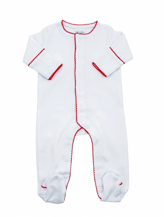 Red Picot Trim Baby Onesie