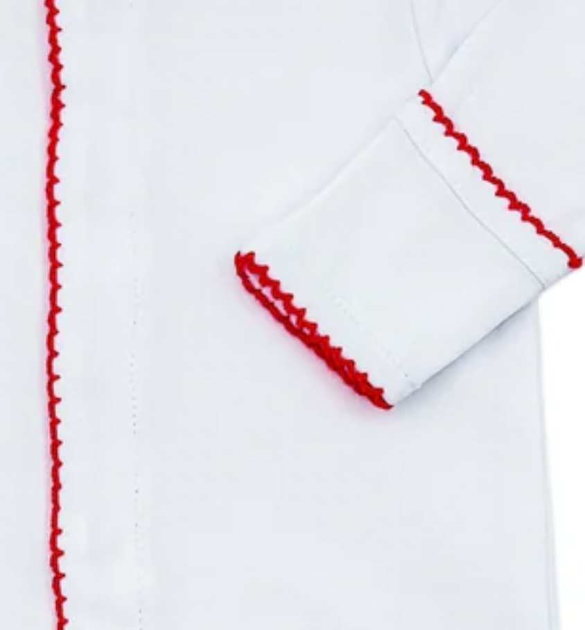 Red Picot Trim Baby Onesie