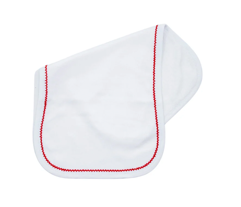 Red Picot Trim Baby Burp Cloth