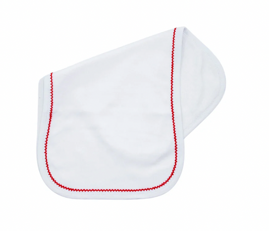 Red Picot Trim Baby Burp Cloth