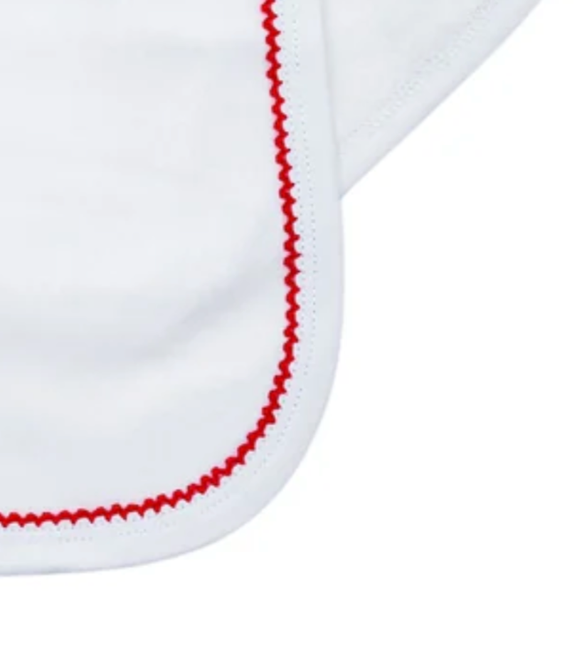 Red Picot Trim Baby Burp Cloth
