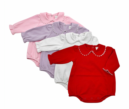 Scalloped Collar Long Sleeve Bubble