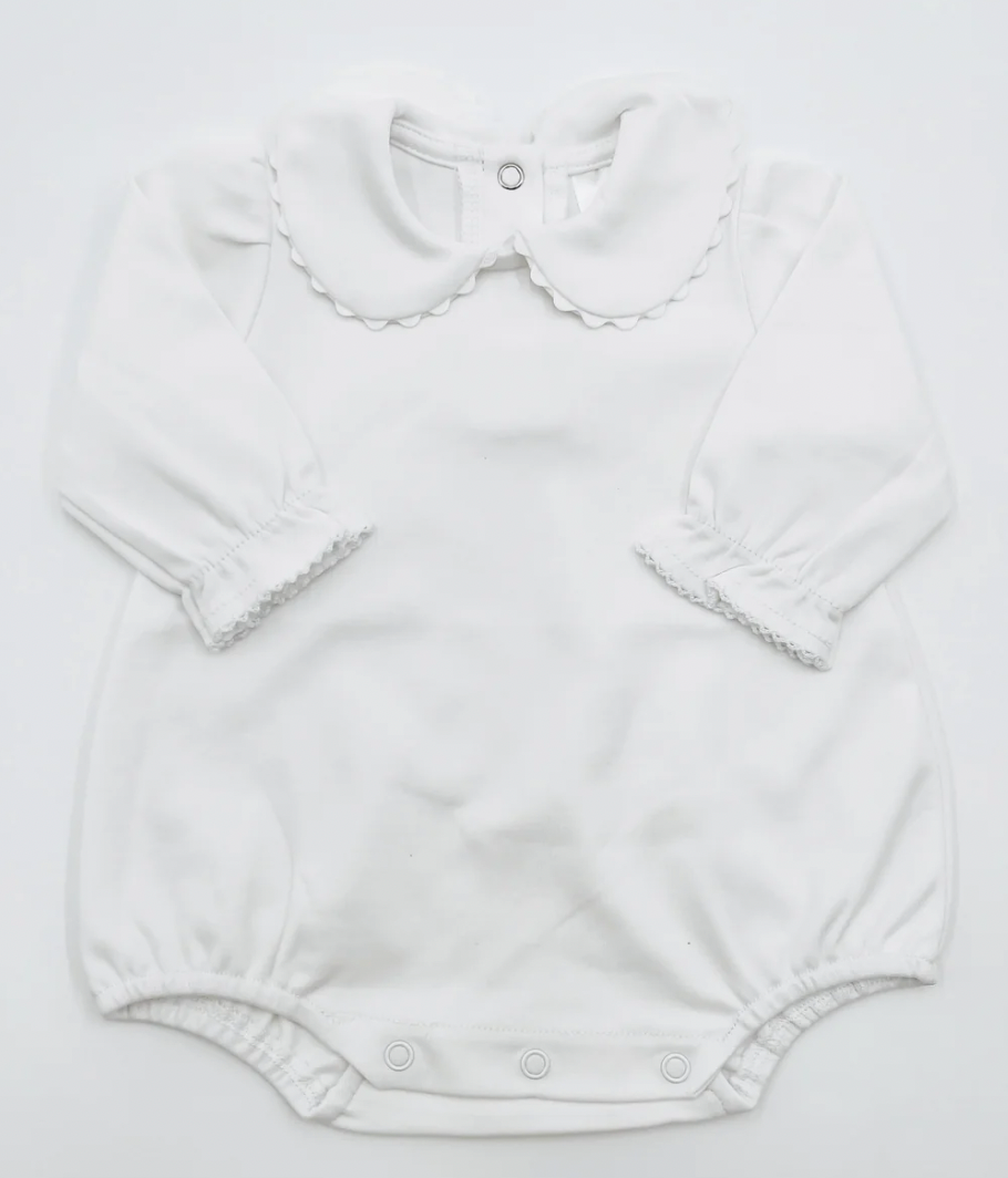 Scalloped Collar Long Sleeve Bubble