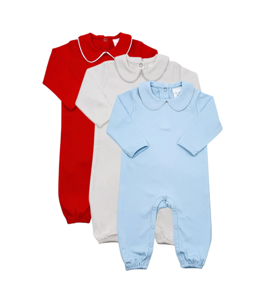 Long Sleeve Romper with Piping Collar