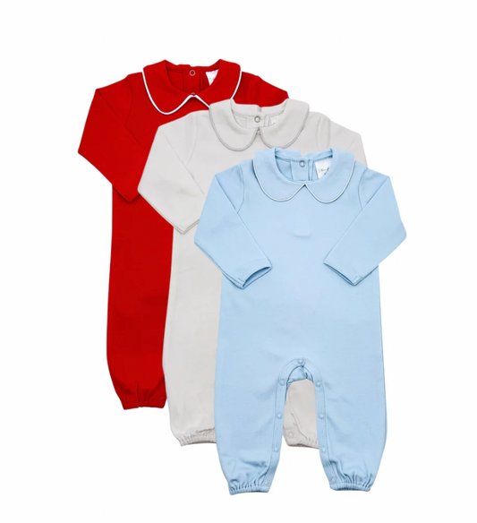Long Sleeve Romper with Piping Collar