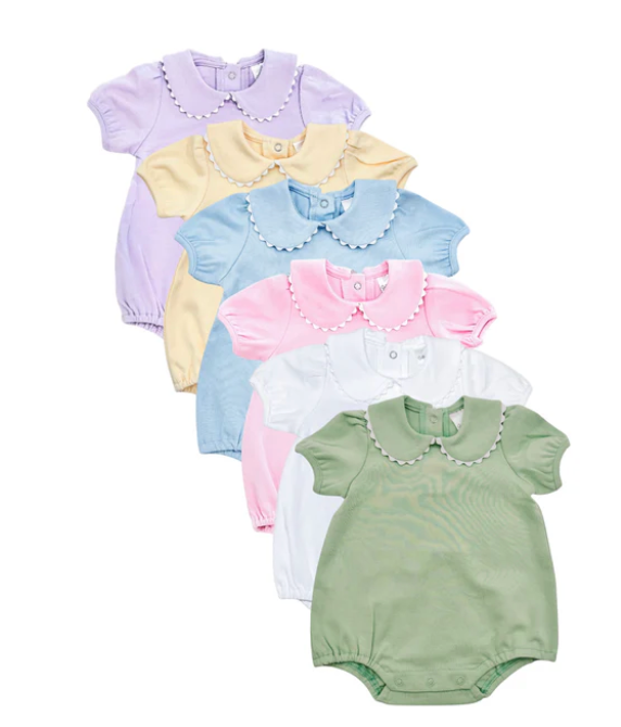 Scalloped Collar Short Sleeve Bubble