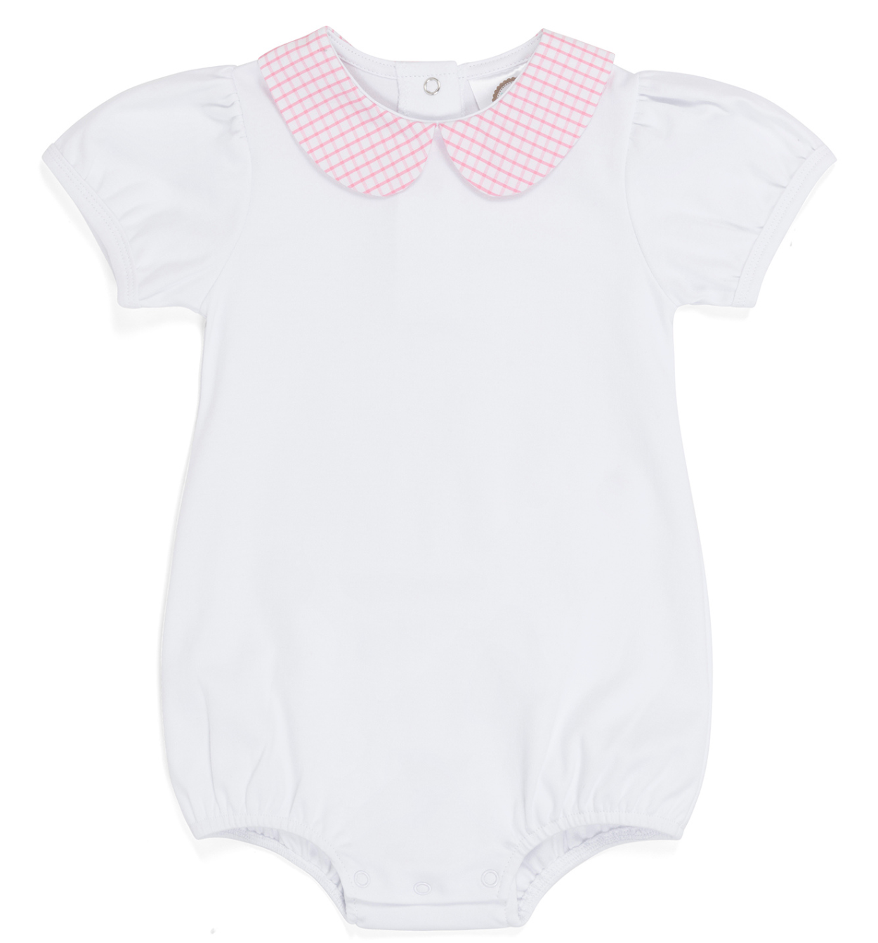Girl's Short Puff Sleeved Peter Pan Bubble with Gingham Collar