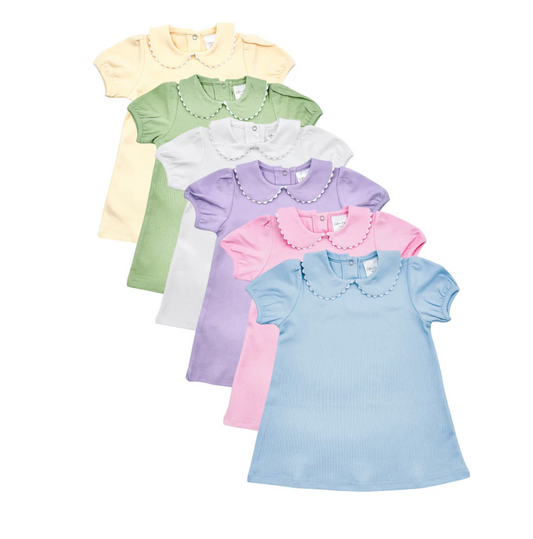 Scalloped Collar Short Sleeve Dress