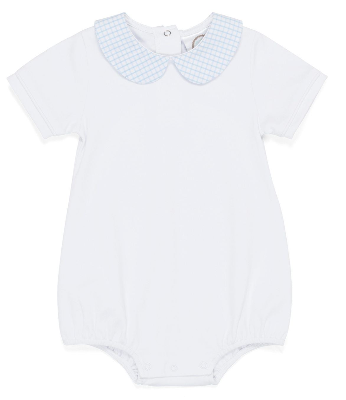 Boy's Short Sleeved Peter Pan Bubble with Gingham Collar