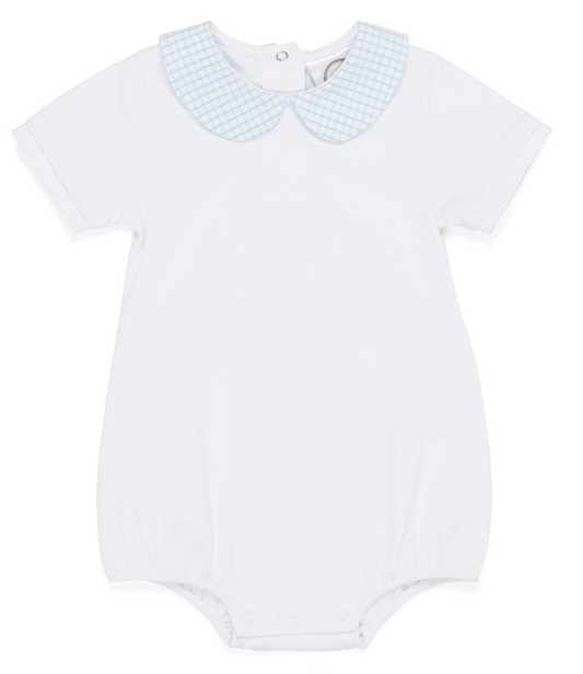 Boy's Short Sleeved Peter Pan Bubble with Gingham Collar