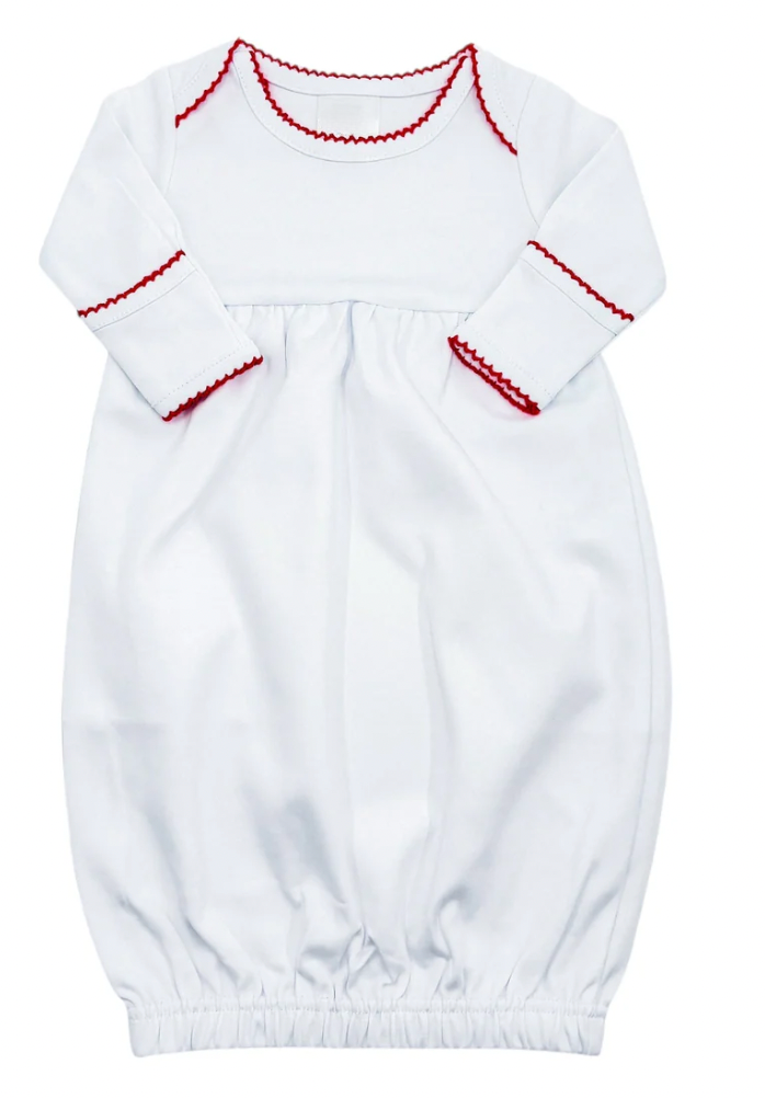 Red Picot Trim Baby Gown