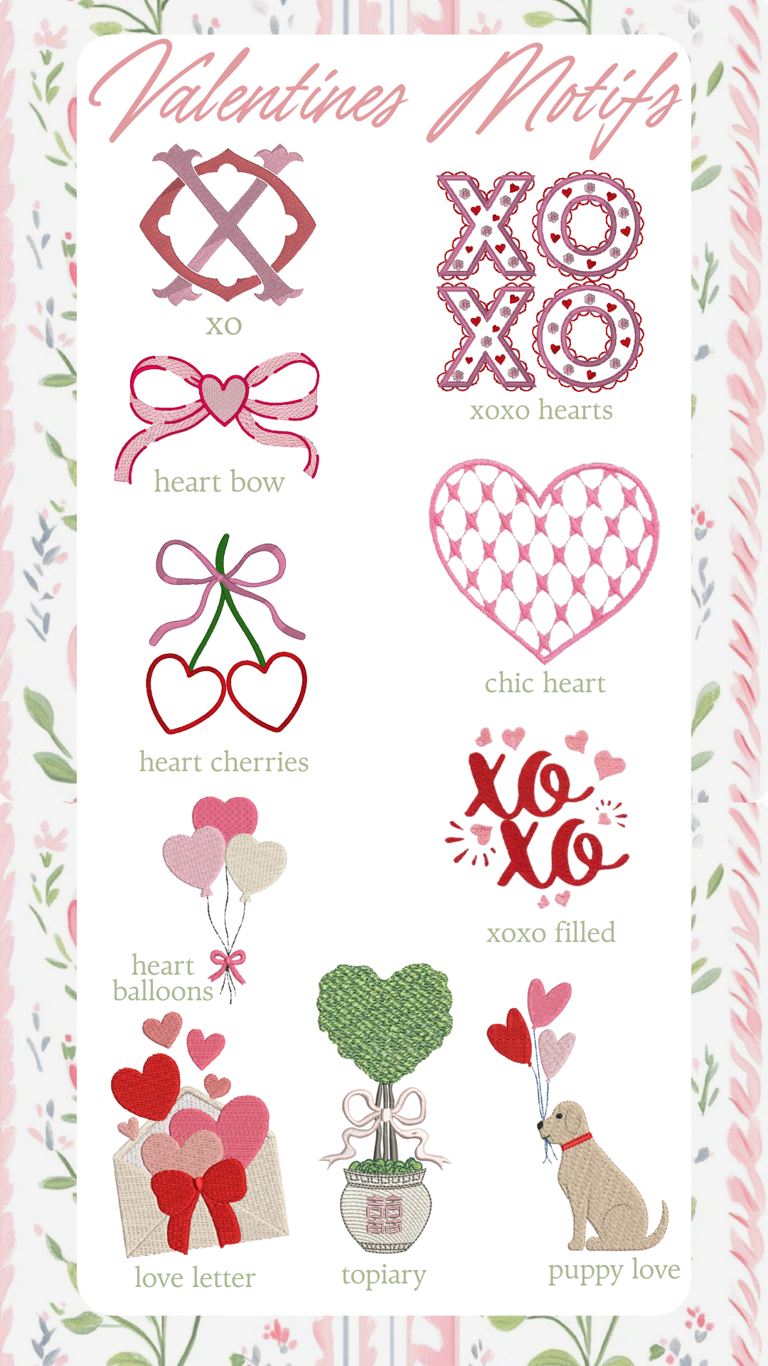 Embroidered Valentine's Tea Towel