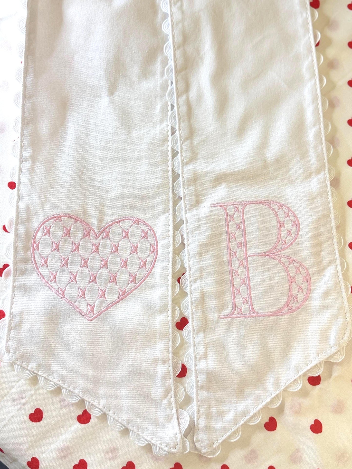 Valentine’s Day Wreath Sash Ric Rac Trim | Monogrammed Front Door Decor | Spring Home Decor