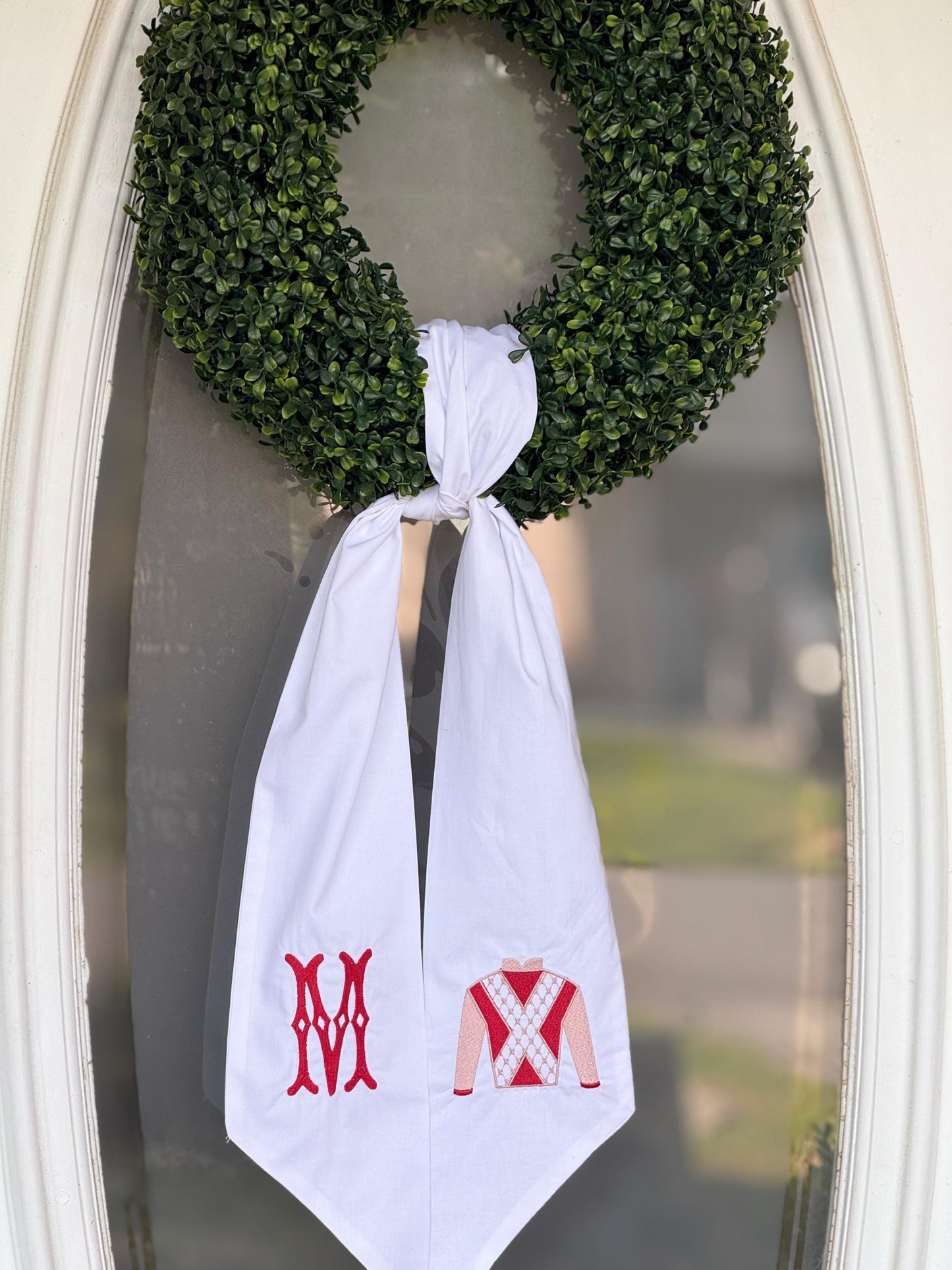 Kentucky Derby Jockey Outfit Embroidered Wreath Sash