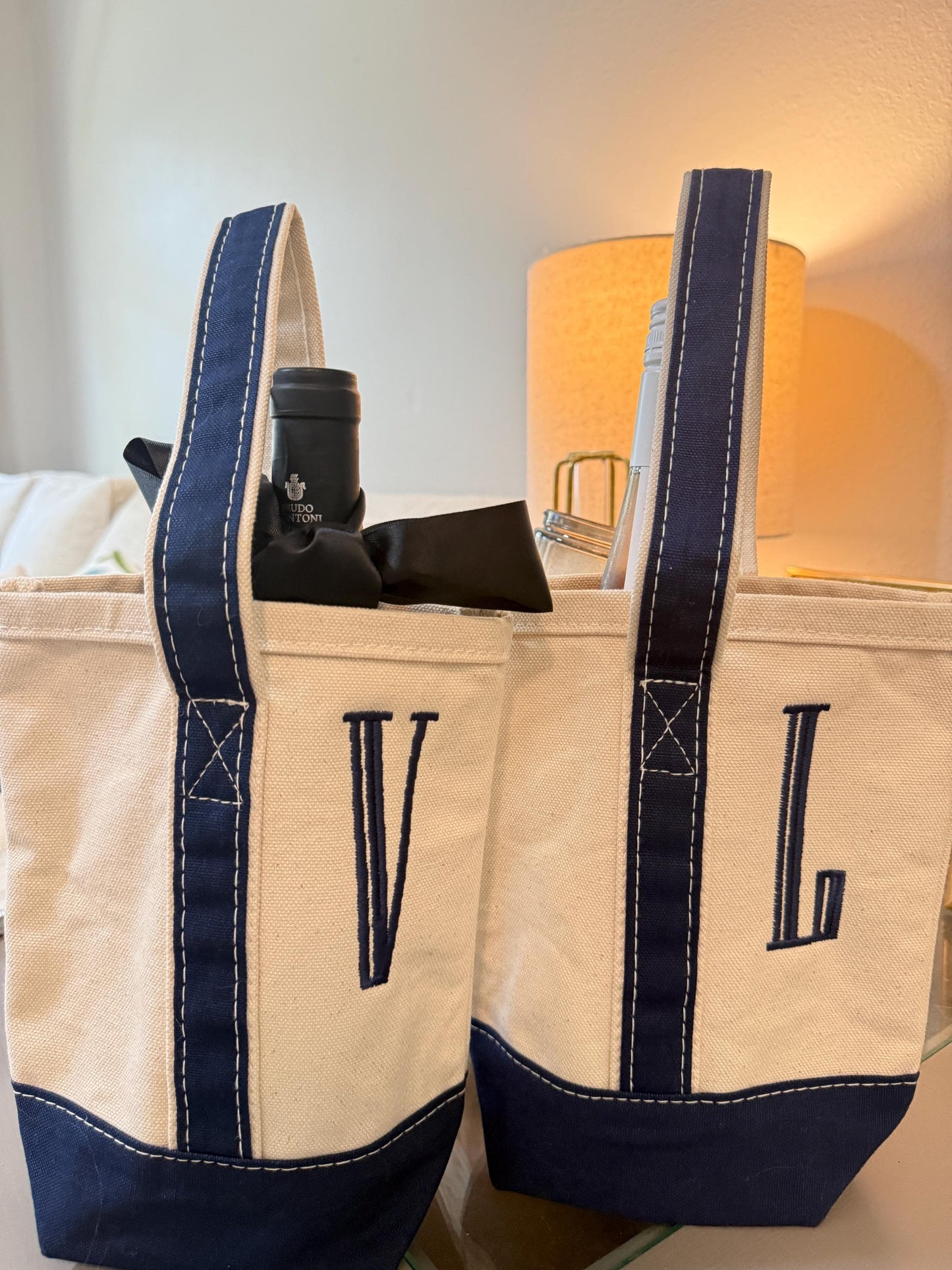 Personalized Canvas Wine Tote: Monogrammed Two-Bottle Carrier