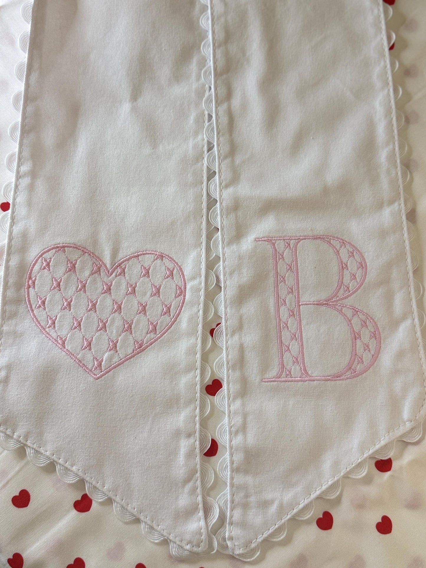 Valentine’s Day Wreath Sash Ric Rac Trim | Monogrammed Front Door Decor | Spring Home Decor