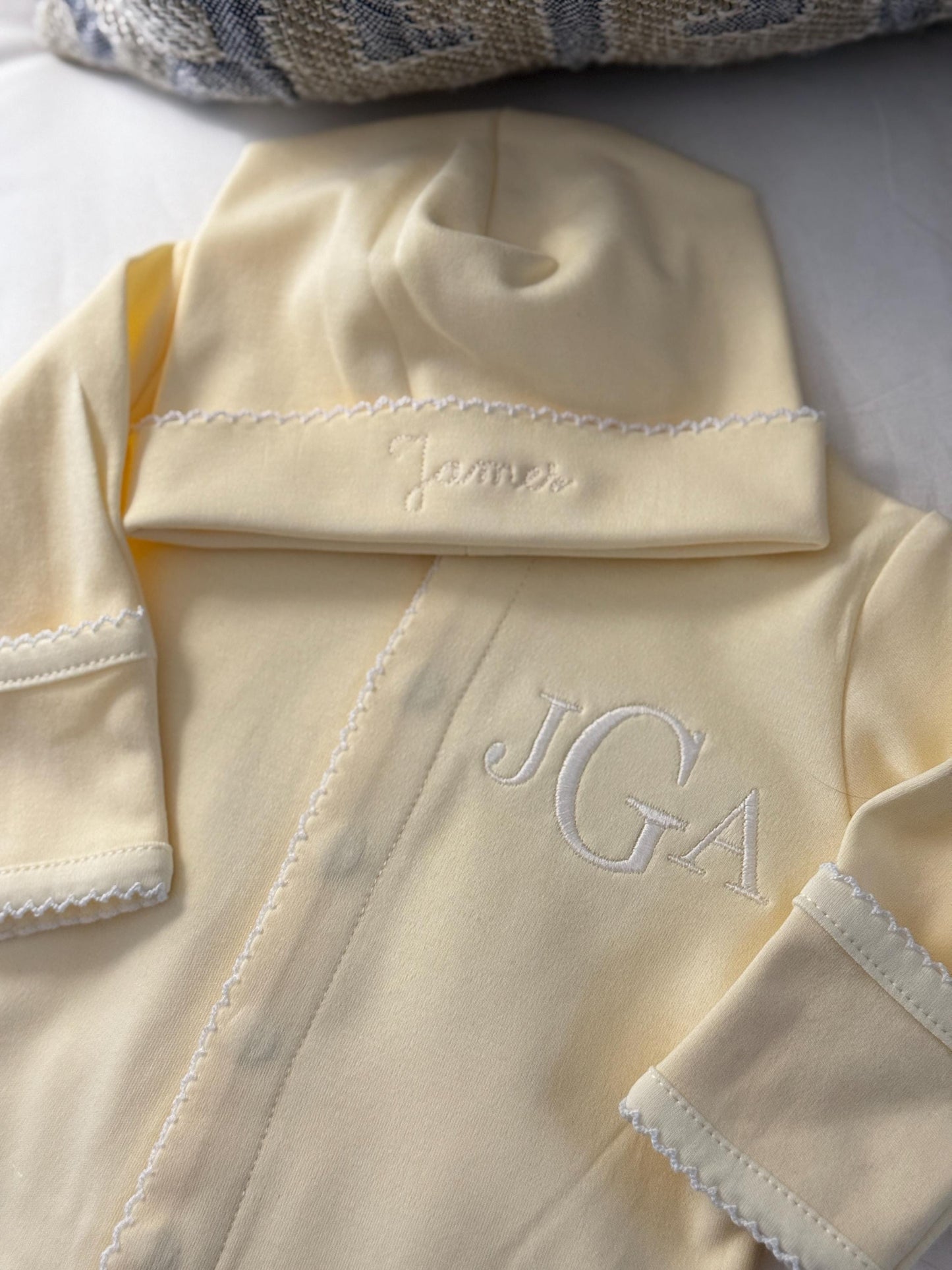 Gender Neutral Monogrammed Baby Coming Home Outfit | Cotton Onesie & Hat | Embroidered Baby Shower Gift